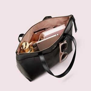 Kate Spade Black Saffiano Leather Willow Page Zippered Tote Bag Work Bag Classic